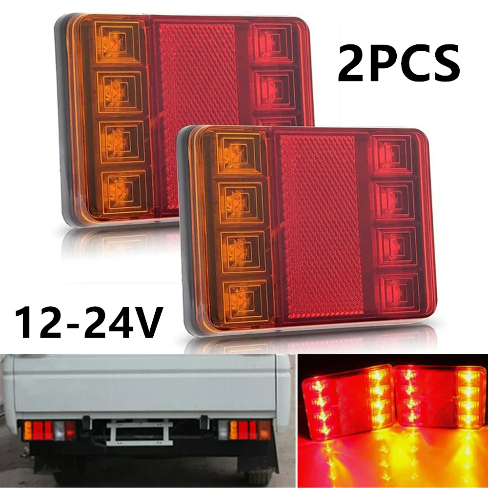 

2PCS 12V-80V Taillight Trailer Turn Signal Indicator Tail Light LED Brake Stop Lamp Car Number Plate Light for Truck Caravan