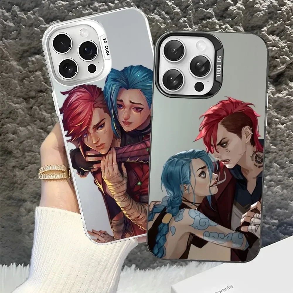 Arcane Jinx Anime Phone Case For iPhone 16 15 Pro Max Case 14 Plus 13 12 11 Color Silver Case