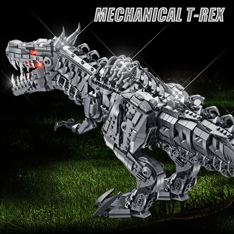 Jurassic Dinosaur World Large Mechanical Tyrannosaurus Rex Building Blocks T-rex Model With Lights Bricks Toys For Children Gift