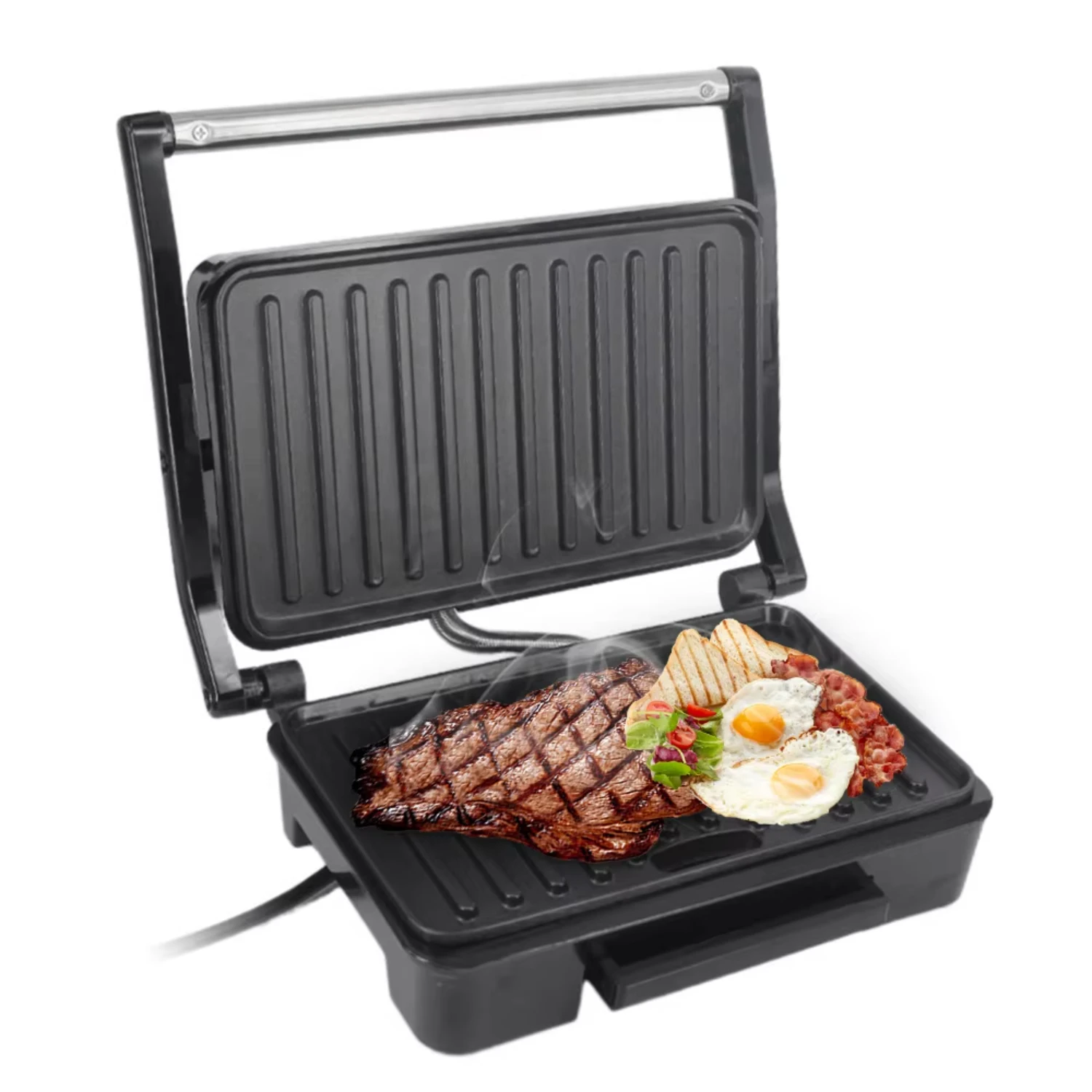 

Sandwich Maker Grill Steak Machine Panini Maker Household Stainless Steel 850W Nonstick Pan Barbecue Breakfast Machine