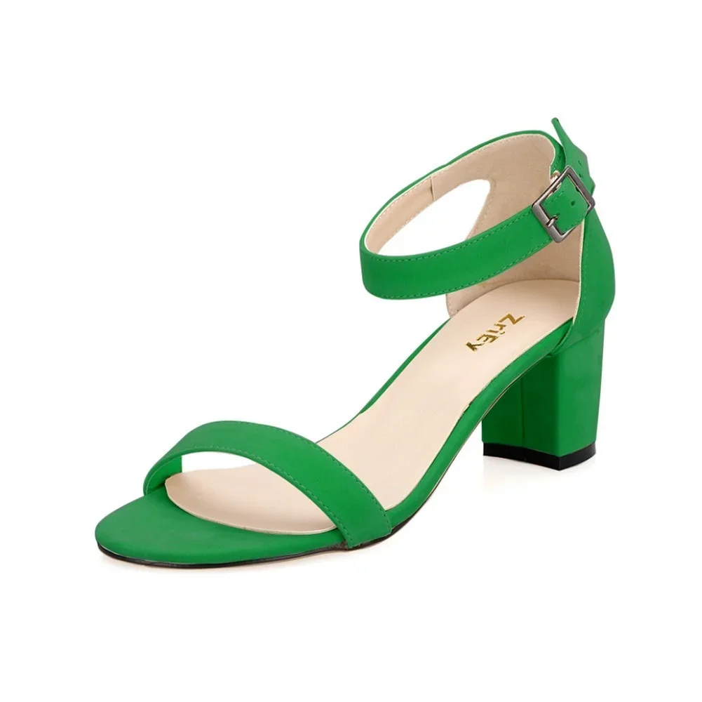 

Women Sandals Ankle Strap Suede 5cm High Heels Open Toe Sandals Sexy Low-heeled Ladies Cause Party Pumps Party Wedding Shoes