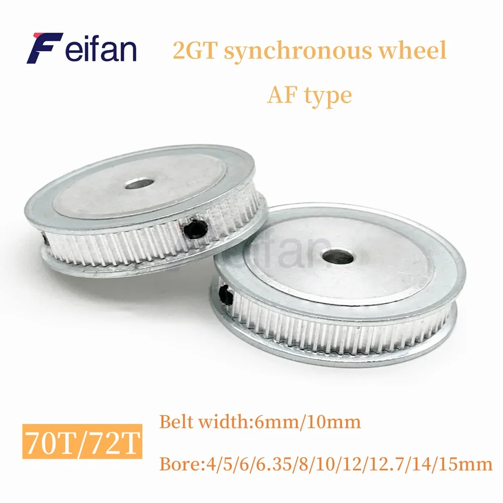 

2GT AF type Timing Belt 3D Printing ,GT2/2GT 70T/72T Timing Belt Pulley Aperture 4/5/6/6.35/8/10/12/14/15 mm Belt Width 6mm/10mm