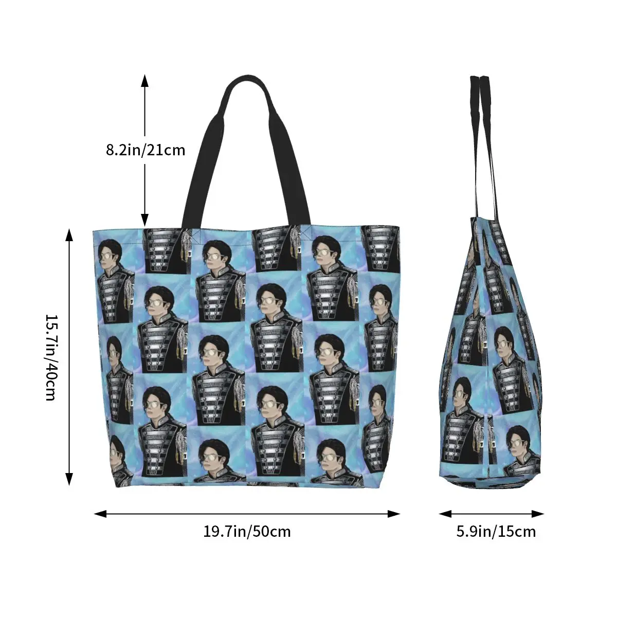 Michael Jackson Musicians Singers Dancers Shopping Tote Bag Canvas Large Capacity Shoulder Bag Shopper Grocery Handbag for Women
