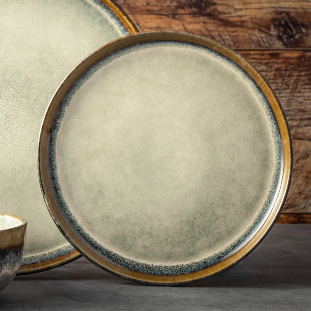 طبق سلطة مستدير من السيراميك، آمن للاستخدام في غسالة الأطباق، آمن للاستخدام في الميكروويف، أواني طعام ريفية متينة، مثالية لخدمة المقبلات والأطباق الجانبية #4