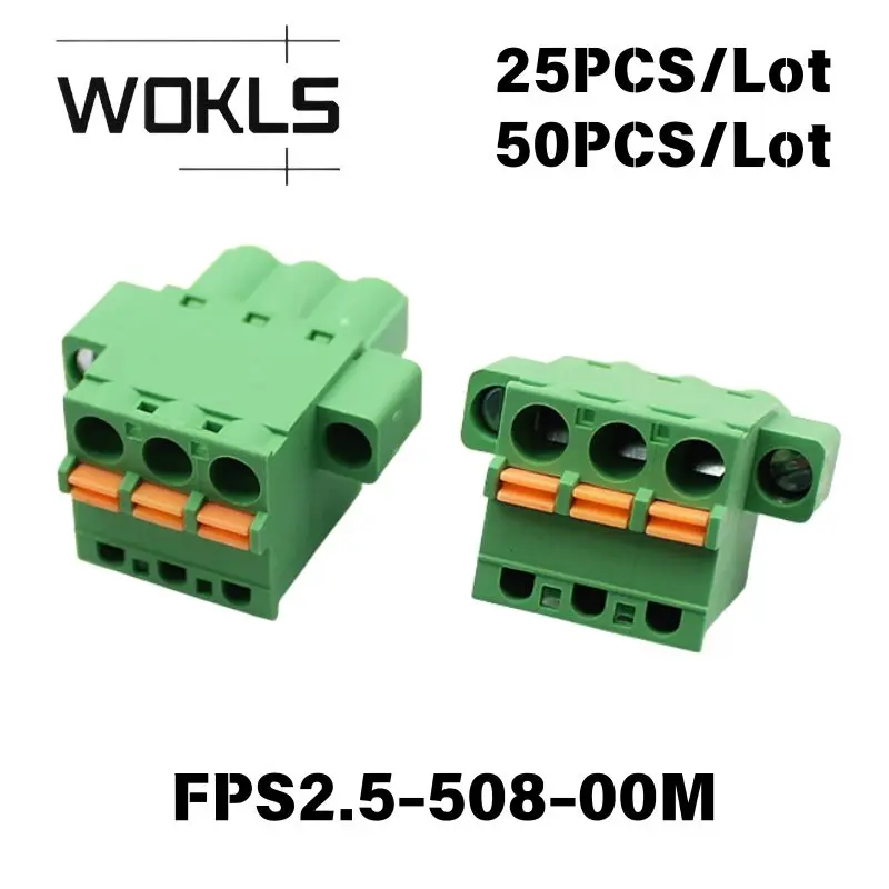 25/50PCS KF2EDGKDM 2EDGKDM FKC2.5-STF-5.08 BLF5.08HC/180F 5.08mm Spring Plug Terminal Block With Flange Ears