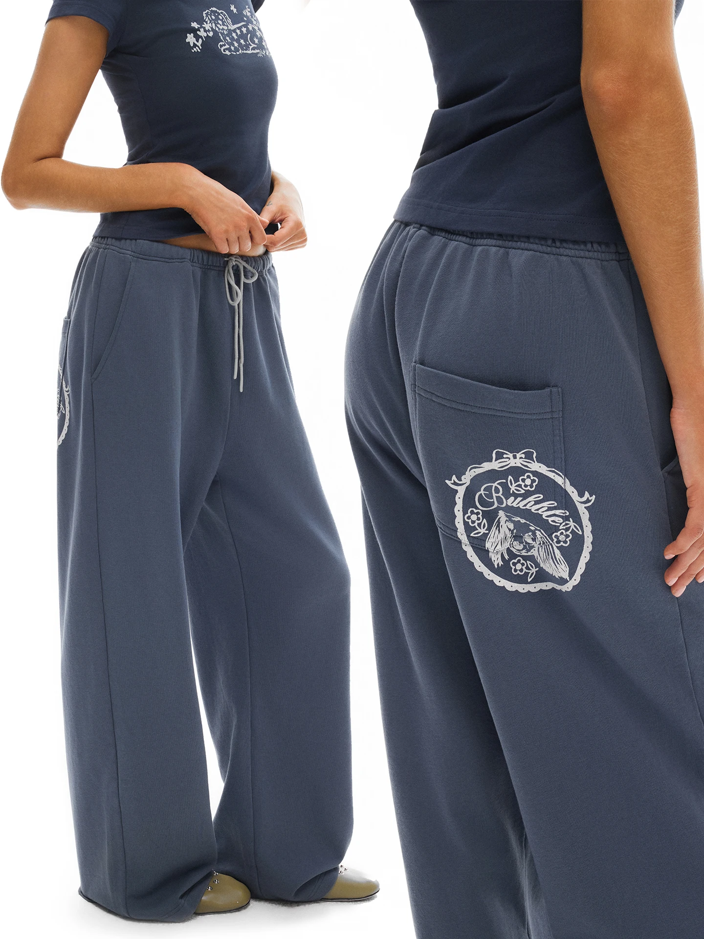 

Спортивные брюки Interris Skin-friendly Enzyme Wa Proc Cotton 350g с принтом, низкой посадкой, в стиле ретро, с поясом, свободного кроя, для уличного стиля