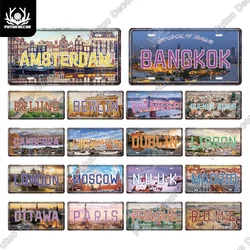 Putuo Decor Capital City Licenses Plate Metal Sign Plaque Metal Vintage Tin Sign for Restaurant Bar Pub Cafe Man Cave Decoration