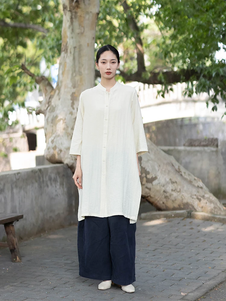 

Dazhuo Soft Comfortable Stand Collar Single Button irt Loose Fit Commute Sle Casual Mid-Length Pure Color Spring 2025