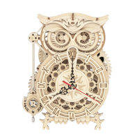 Robotime Rokr 161pcs Creative DIY 3D Owl Clock Wooden Model Building Block Kits Assembly Toy Gift for Children Adult LK503