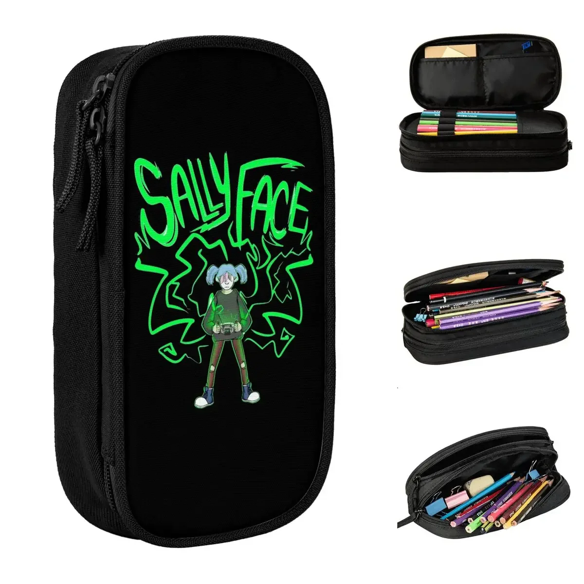 Sally Face Super Gear Boy Game Pencil Cases Pen Bag Student Big Capacity School Supplies Gifts Pencilcases