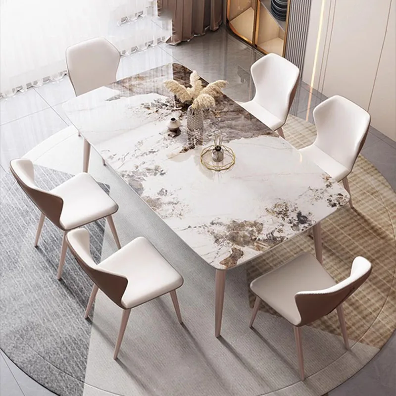 Chairs Nordic Dining Table Luxury Unfolding Rectangle Industrial Dining Table 8 People Living Mesa De Comedor Kitchen Furniture