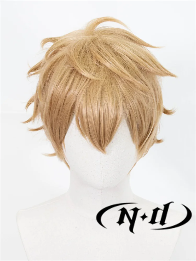 Game Nu: Carnival Quincy Cosplay Wig Yellow Short Hair Heat Resistant Synthetic Halloween Party Accessories Props