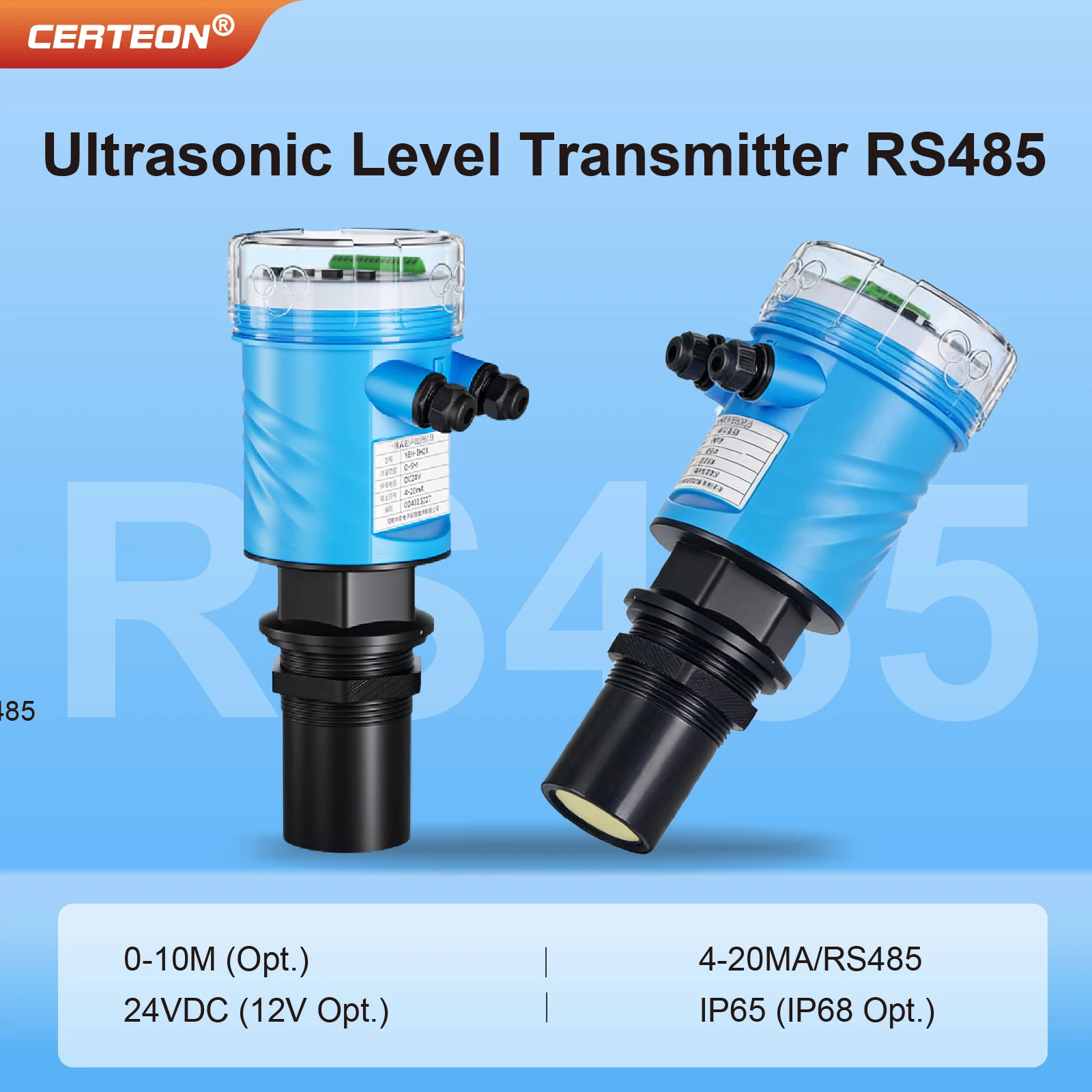 

Ultrasonic Level Sensor RS485 Water Tank Liquid Level Gauge 0-10m Wastewater Level Transmitter Digital Water Level Indicator