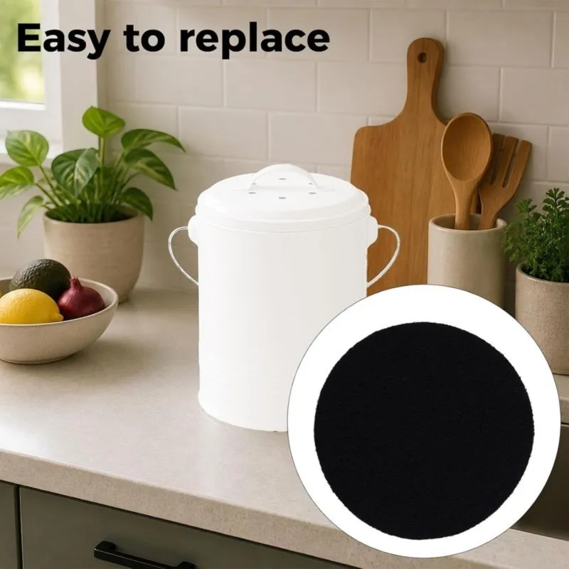 A65T 10pcs Compost Bin Charcoal Filters, Round Replacement Air Filter for Kitchen Compost, Odor Control