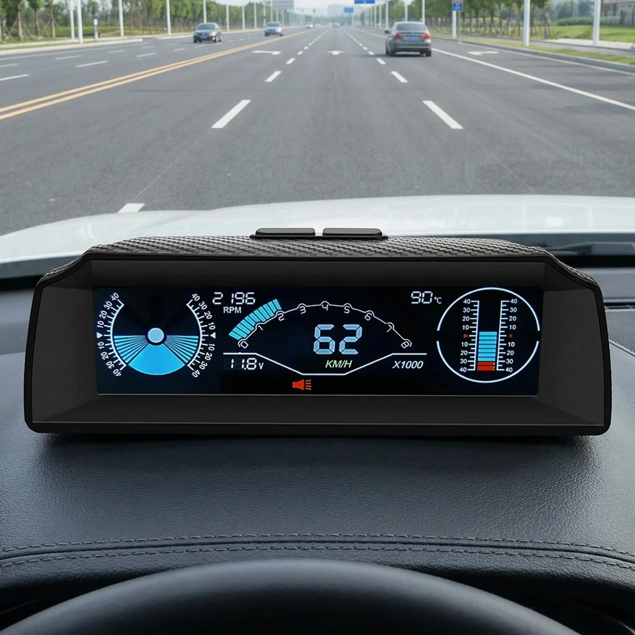 Car HUD Head-Up Display Car OBD Speed Water Temperature Voltage Meter Table Head Display Off-road Slope Balance Meter
