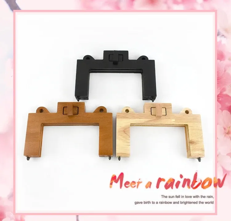 1Pc 16/22cm Wooden Bag Frame Handle Purse Making Bracket Square Clasp Frames for Handbag DIY Sewing Craft Accessories Parts