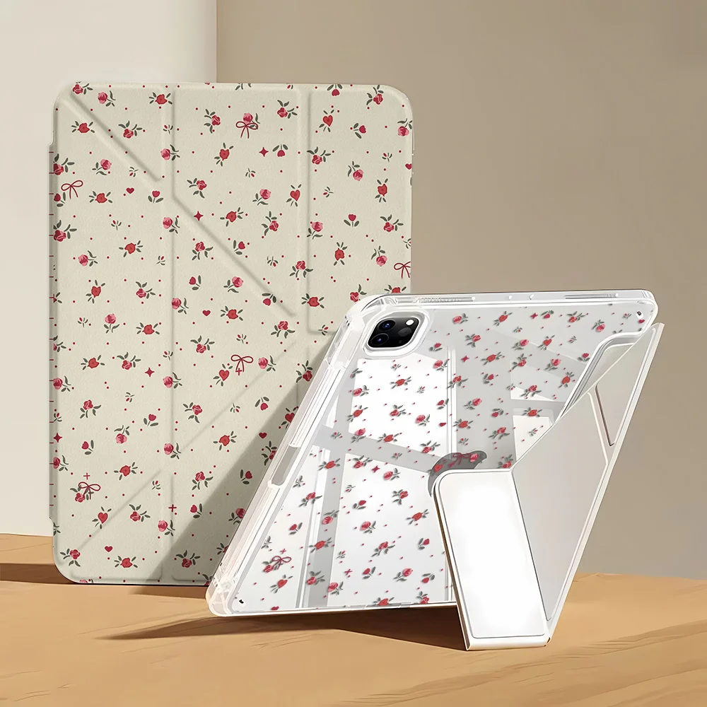 New Edge High Clarity Tablet Case for Apple iPad Pro 11 2021/2022 mini 6 8.3 inches with Pencil Holder Vintage Romantic Style