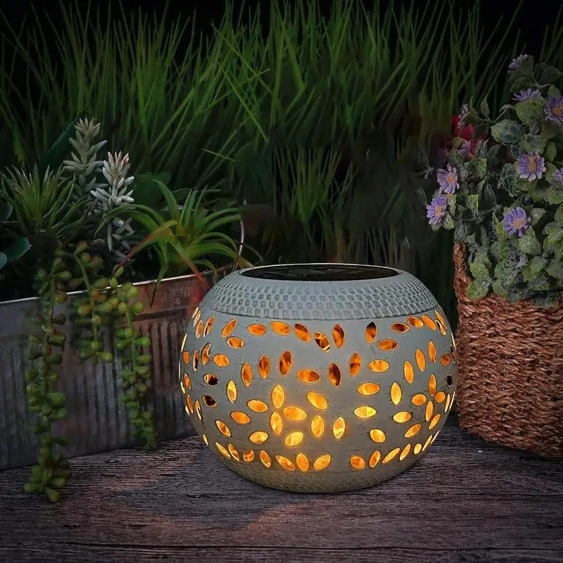 Decorative Waterproof Solar Powered Lights Garden Vintage Outdoor Decorative Hollow Solar Lantern For Garden Camping Light