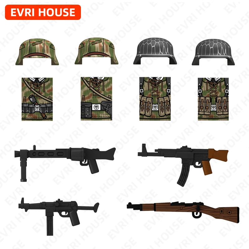 

43er Sumpfkleidung Мини Фигурки Кирпичи Строительные Блоки Куклы 98K MG42 MP40 STG44 Сборка Игрушки для Детей N657-660