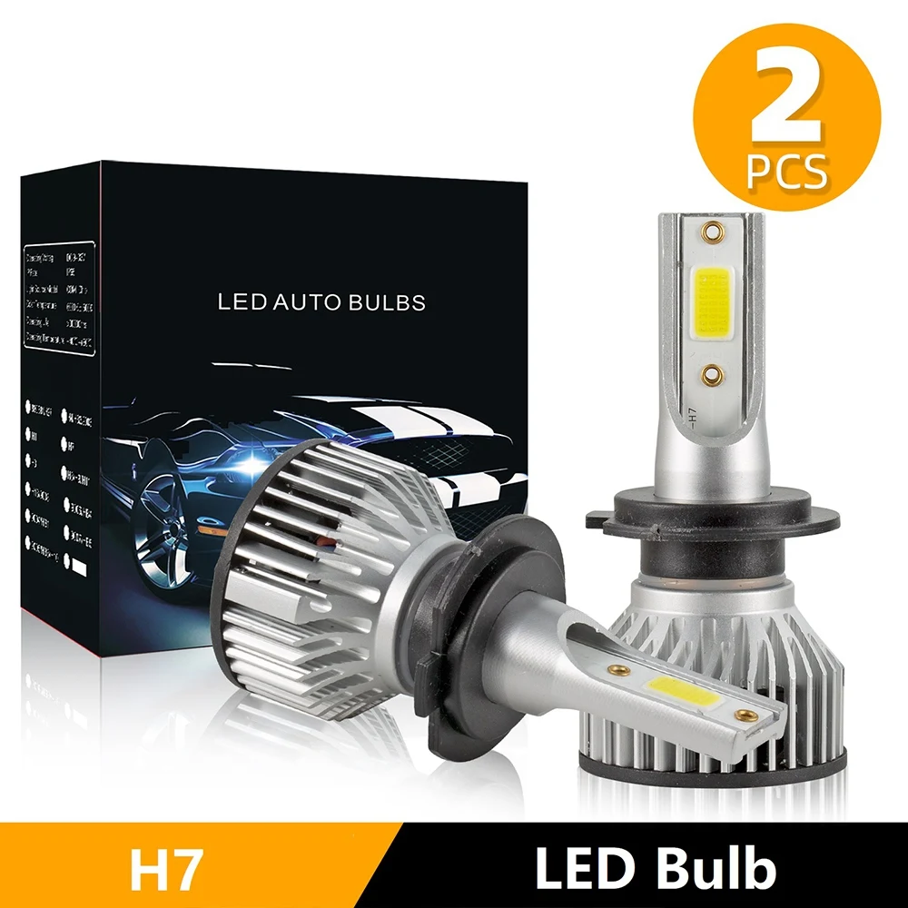 Farol LED High Low Beam Kit, lâmpadas brancas, H7, 4000W, 30000LM, 2 pcs