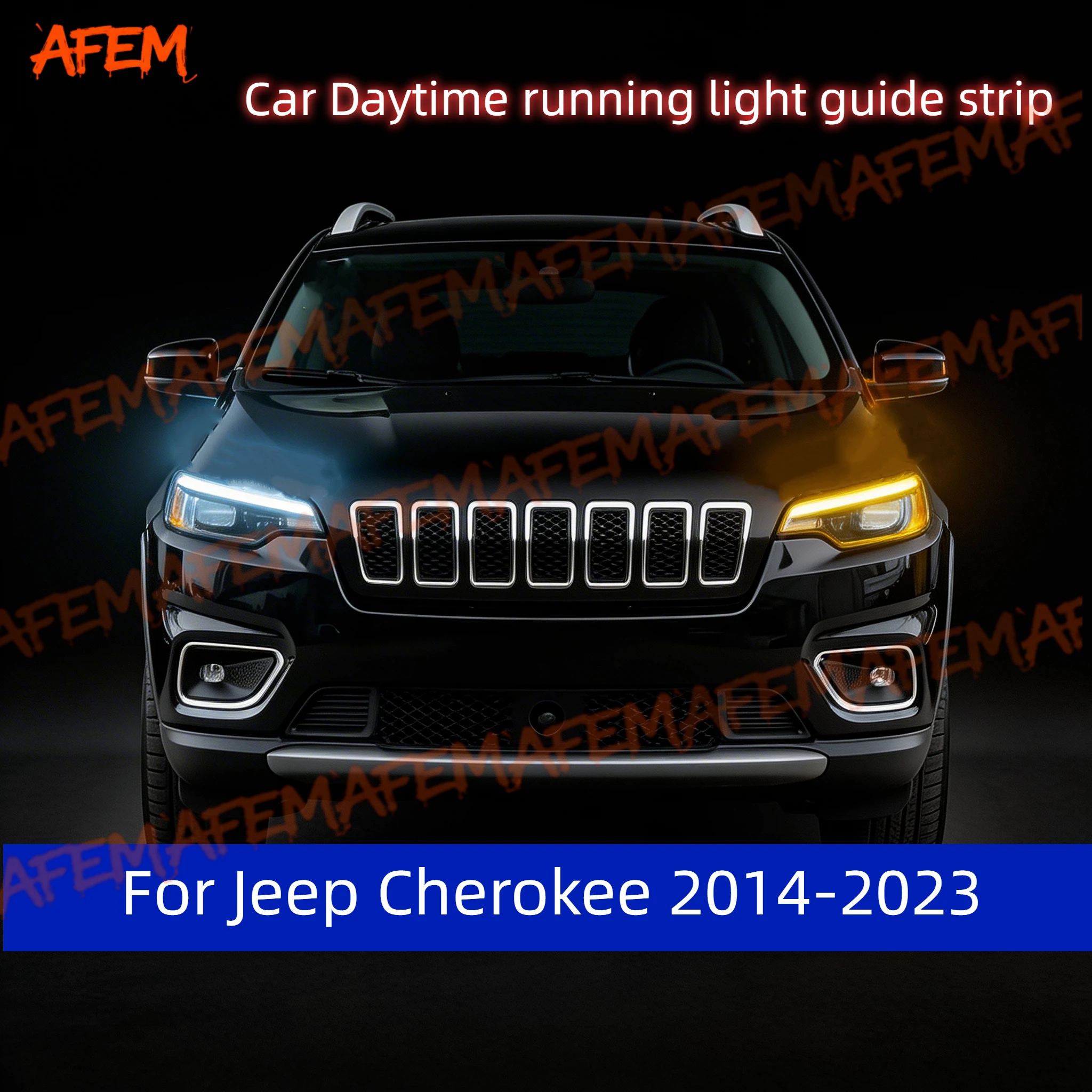 Car DRL Daytime Running Light Start Scan Style Sequential Flowing Turn Signal Light Ultra-Thin LED For Jeep Cherokee 2014-2023