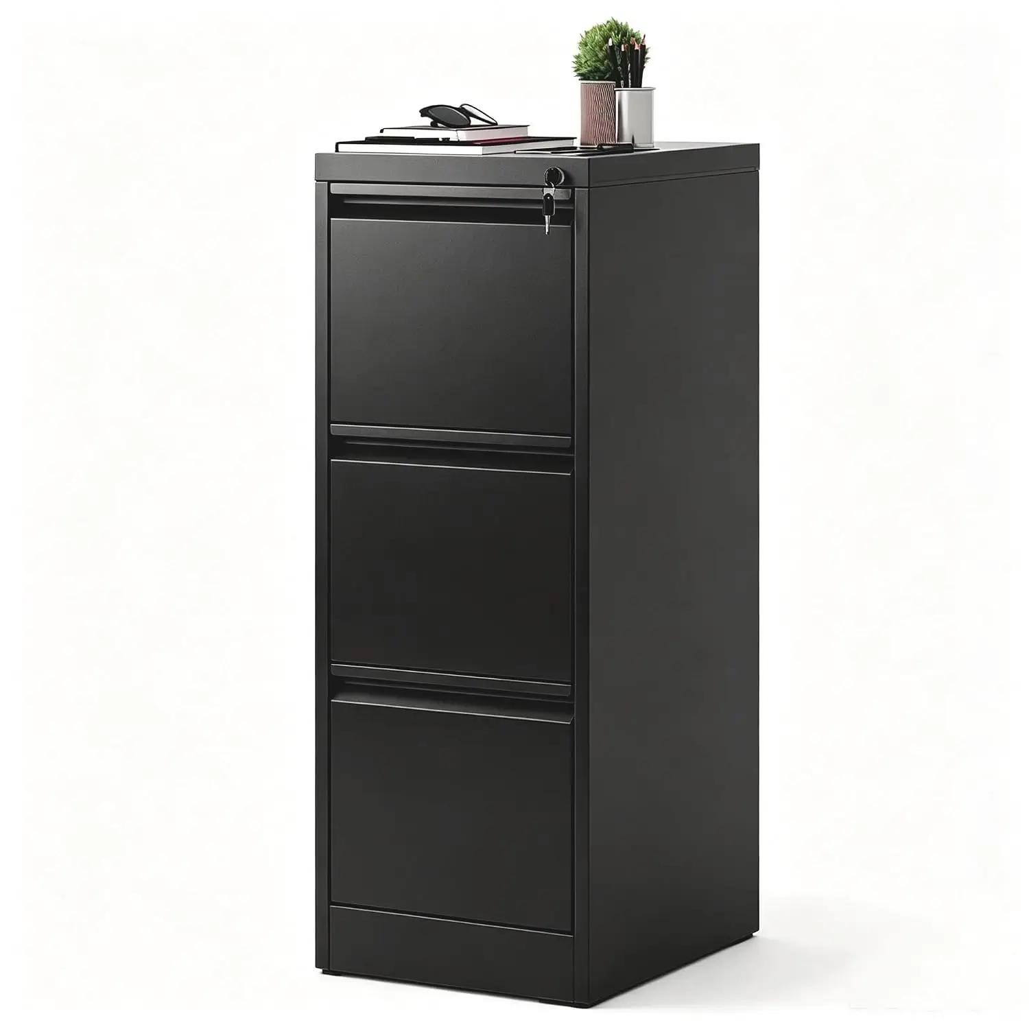 3 Drawer Metal File Cabinet with Lock, Vertical Storage for Legal & Letter Folders, Home Office, Assembly Required, Customized