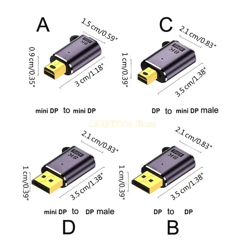 F62Cミニディスプレイポートアダプター男性から女性ディスプレイポートコンバーターDP1.4