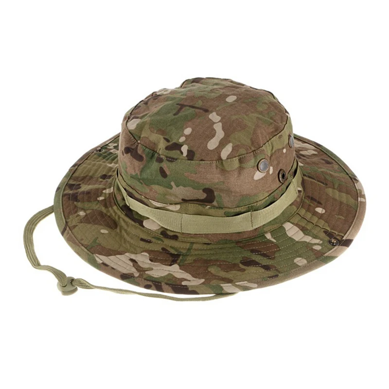 Camouflage Hunter Hat Sniper Hidden Jungle Sports Ripstop Combat Caps Wide Brim Bucket Hat Camping Hiking Head Wear