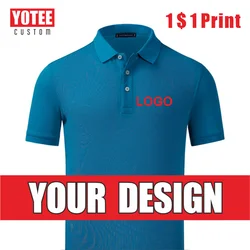 YOTEE-Polo de algodón 100% personalizado para hombre y mujer, camisa informal de Color sólido con bordado impreso, ropa de moda de verano