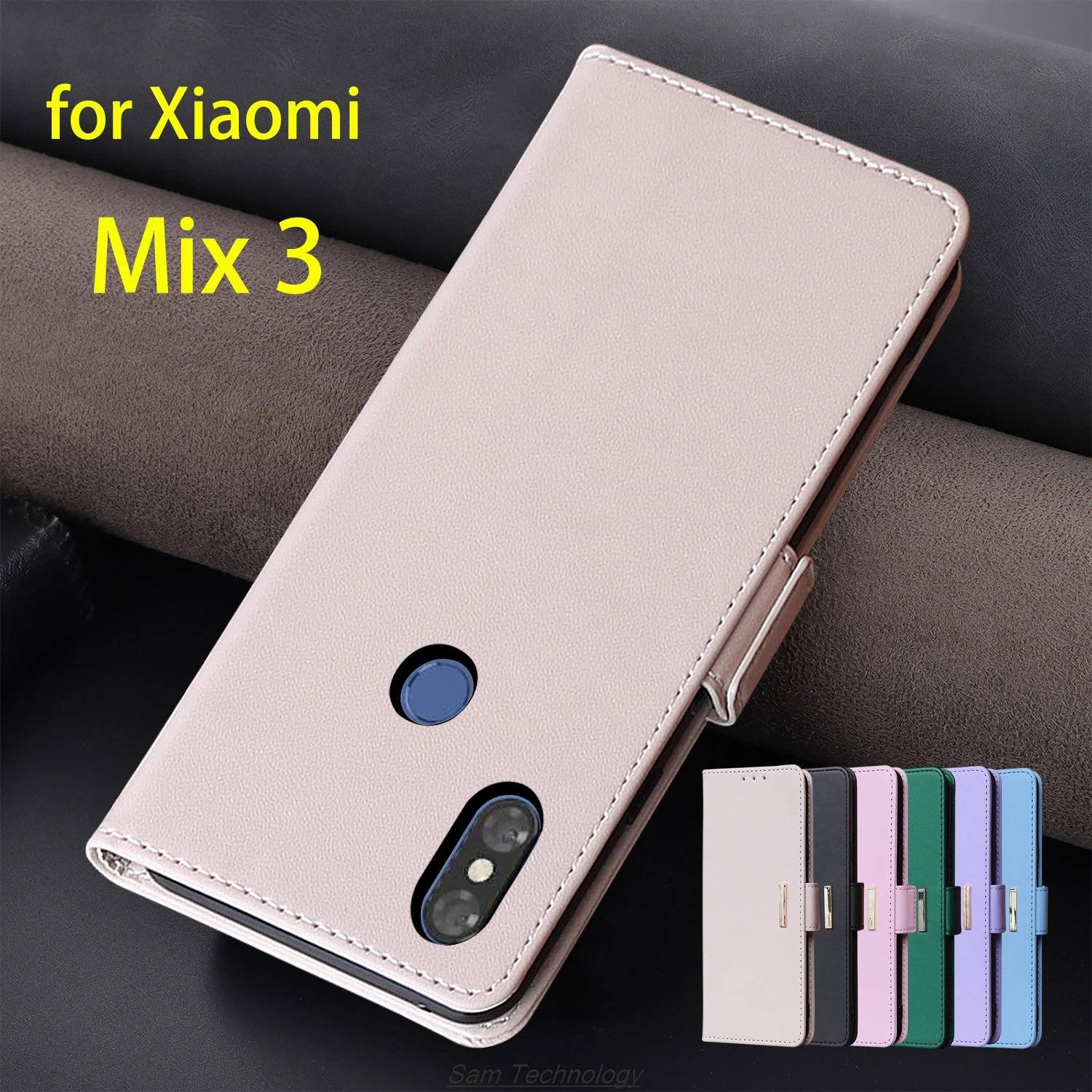 

Magnetic buckle Leather Case for Xiaomi Mi Mix 3 / Xiaomi Mix3 Wallet RFID BLOCKING Flip Cover female Simple Capa Fundas Coque