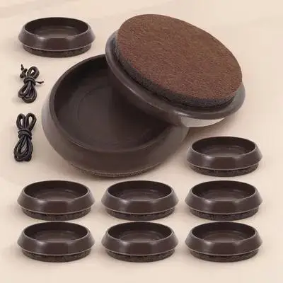 

10 Pcs Anti-slip Caster Cup Round Furniture Pads Wheels Cups Table Rubber Felt Office