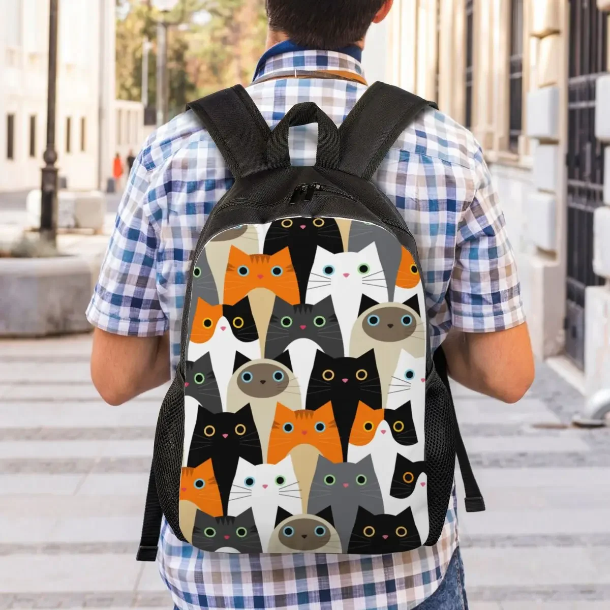Customized Funny Cute Cats Pattern Backpacks Men Women Fashion Bookbag for School College Bags