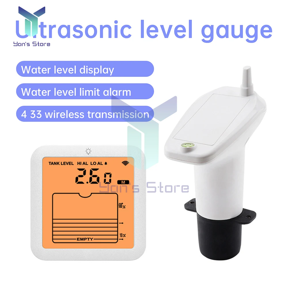 Digital Water Tank Water Level Gauge Ultrasonic Liquid Level Gauge Water Level Monitor With IP65 Waterproof Water Level Alarm