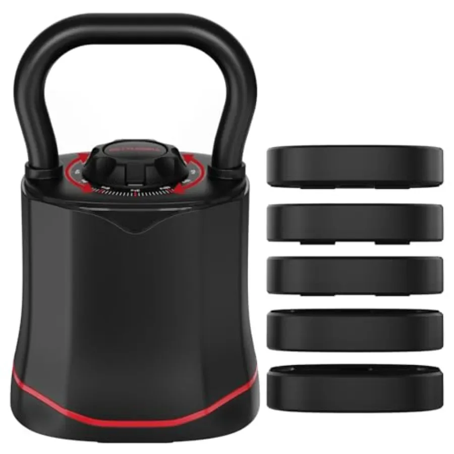 Home Gym Adjustable Kettlebell 6-in-1 Quick-Switch Sets 6.540 LBS Two-Way Rotation Space-Saving Steel Black for Full Body Worko