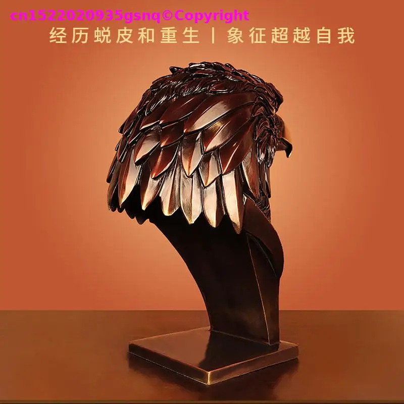 2026 NEW Home Lucky Mascot Auspicious eagle head falcon head copper sculpture living room Company ornament bar club Decorative
