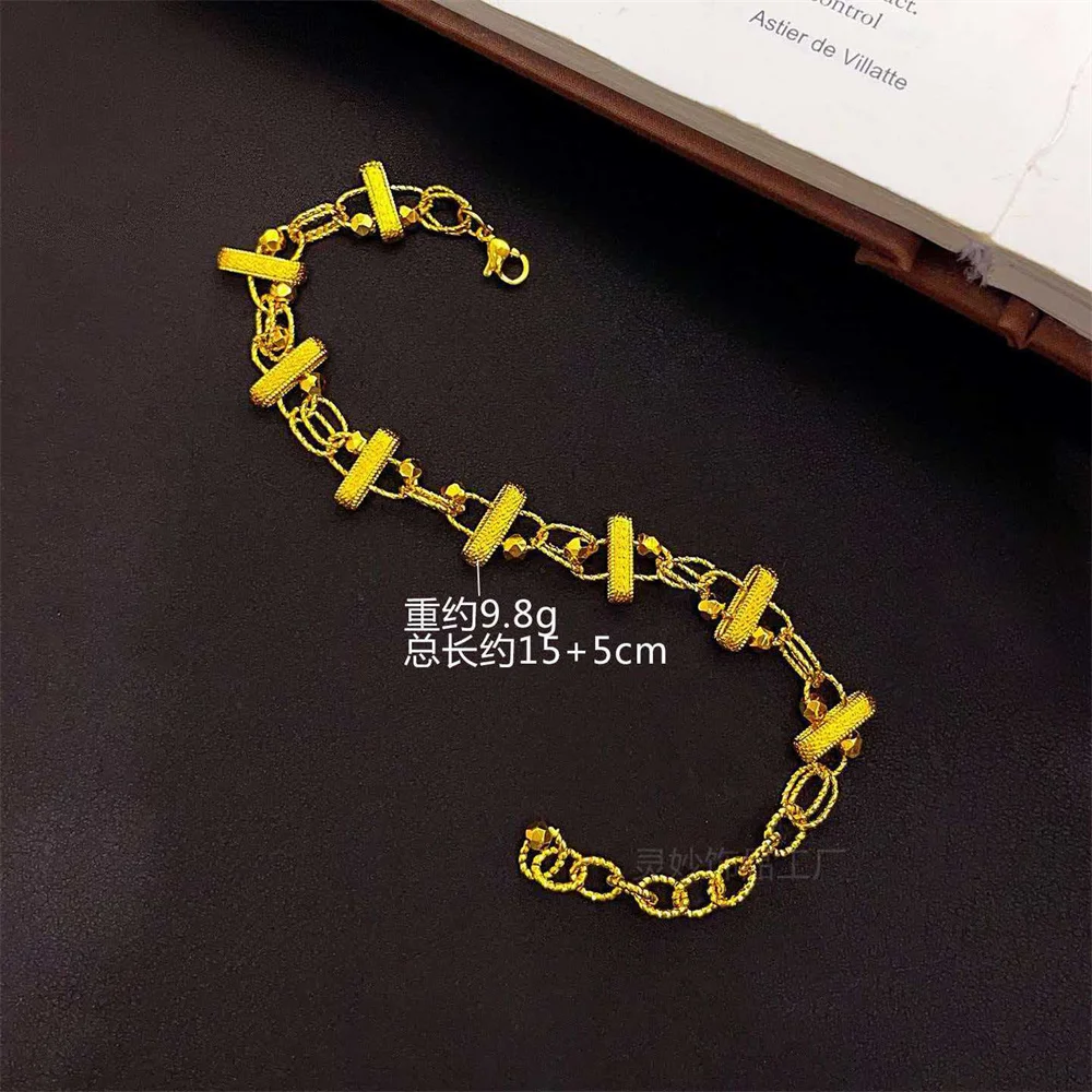 14K Gold‑Plated Stainless Steel Bracelet for Women,Sparkling Disco Ball Bead Chain Luxury Hand Jewelry Gift Wholesale