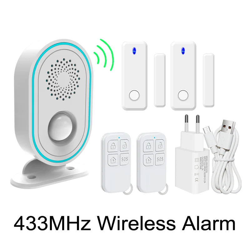 

433MHz Wireless Motion Sensor Smart Home Security Burglar Alarm System Welcome Doorbell Adjustable Volume Remote Controll