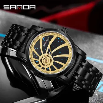 SANDA new Trend men's watch fashion luminous waterproof automatic mechanical watch luxury personality Masculino o Masculino 7004