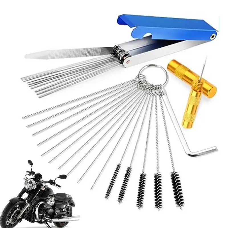 19pcs Carburetor Cleaning Kit Carburetor Carbon Dirt Jet Remove Cleaning Needles Brushes Cleaner Carbon Dirt Jet Remove Cleaner