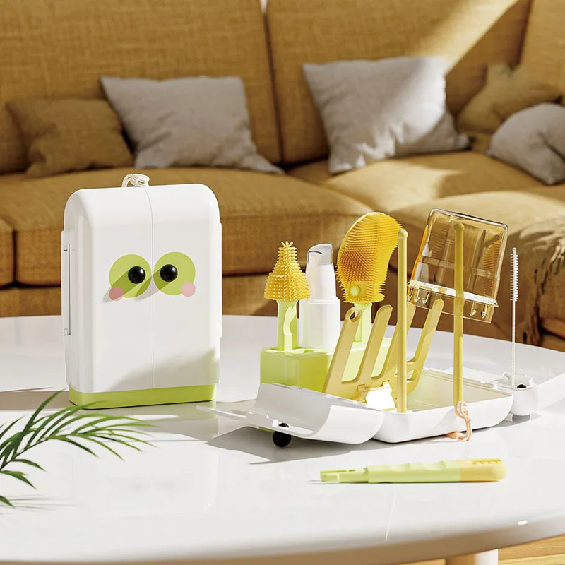 Juego de cepillos para botellas portátiles, cepillo de limpieza multifuncional, cepillo para tazas, cepillo de silicona, nuevo almacenamiento de cepillos de limpieza para bebés