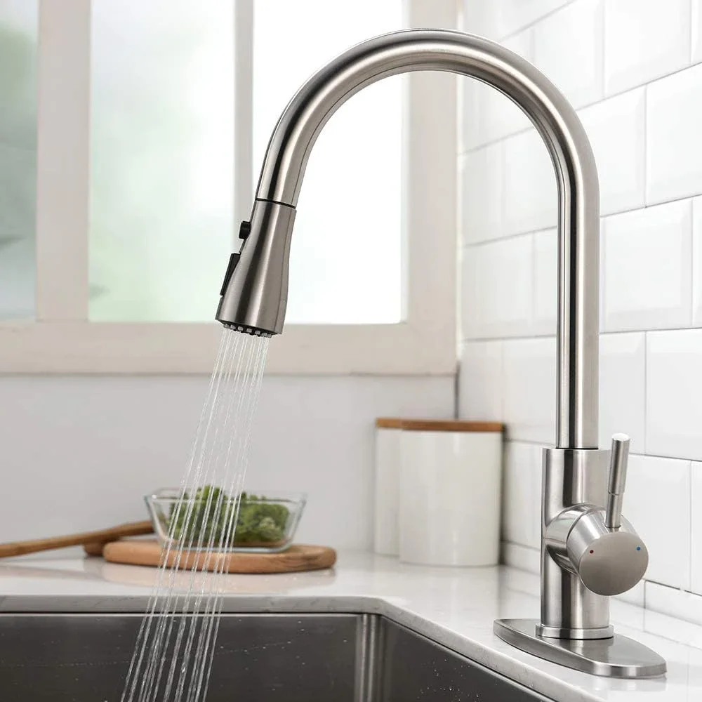 Touch Kitchen Faucets Pull Down Sprayer Latest Upgrade Smart  Sink  with Deck Plate Stainless Steel Brushed Nickle