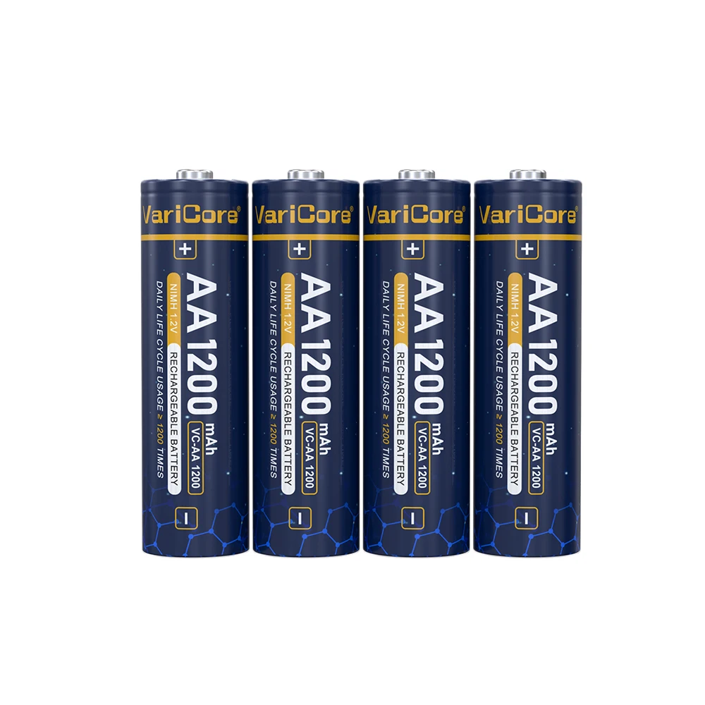4 baterías recargables VariCore 1200mAh 1,2 V AA Ni-MH por tarjeta para cámaras digitales/juguetes RC/linternas larga vida útil