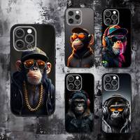 Monkey Gorilla Ape COOL Phone Case For iPhone 16,15,14,13,12,11,Pro,Max,Plus,X,XS,SE,E,Mini,Soft Silicone Black Case