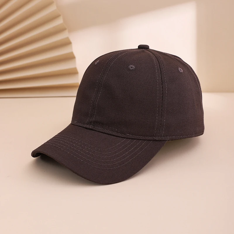Korean version solid-color large-brimmed baseball cap for outdoor sun protection with brim and soft top, adjustable design
