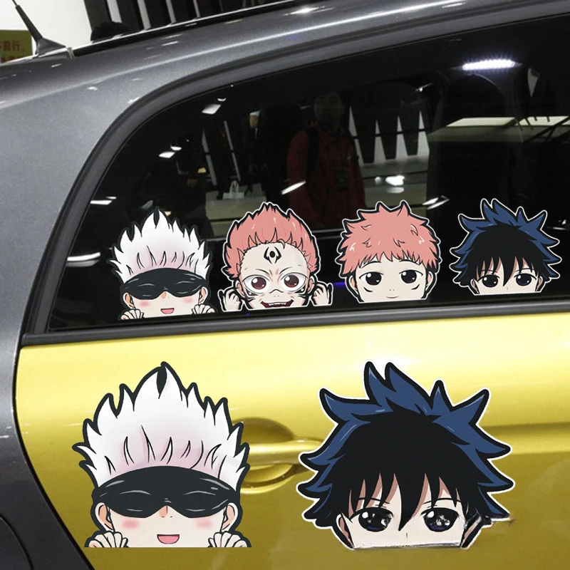 Kawaii Jujutsu Kaisen Anime Car Sticker Itadori Yuji Megumi Satoru Gojo Waterproof Vinyl Car Window Decal Anime Stickers for SUV