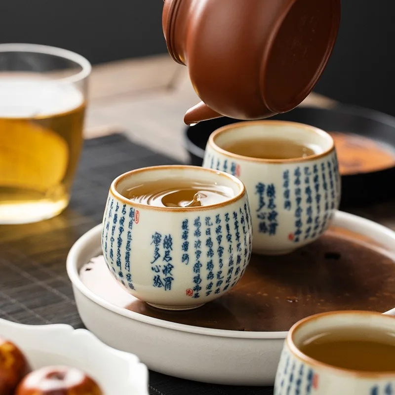 Ruyao Prajna Heart Classic Ceramic Tea Cup Master Cup Personal High-end Dragon Dan Kung Fu Taste Tea Cup Chinese Tea Bowl