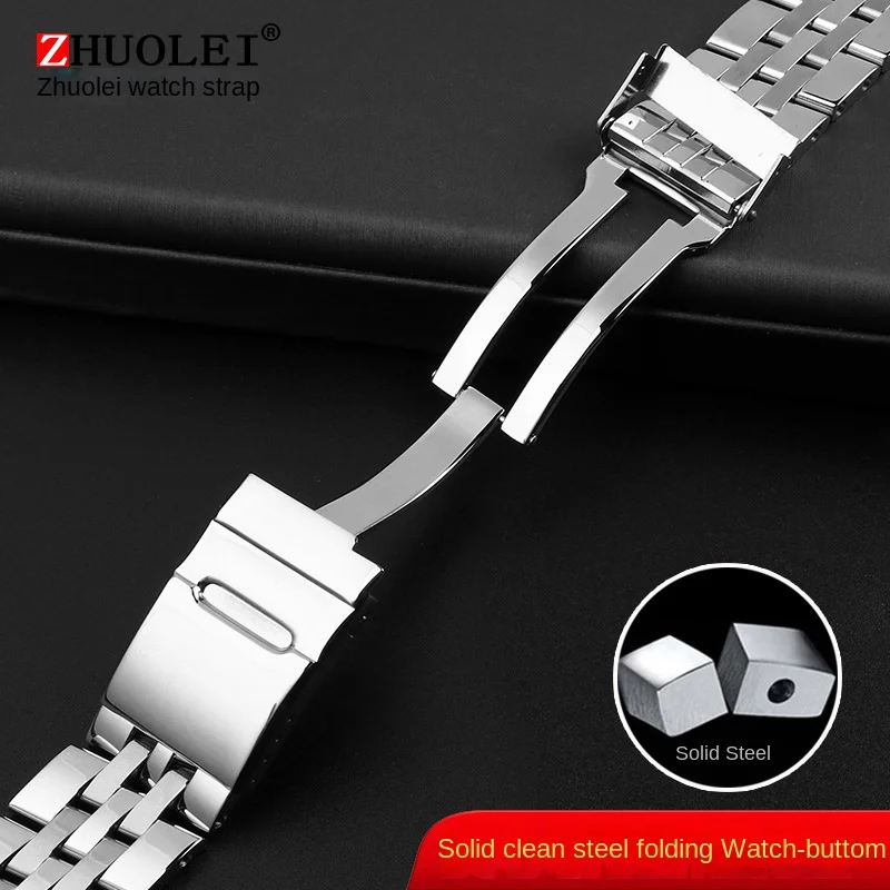 22m 24mm High Quality solid Stainless Steel Watchband For Breitling Watch Strap Men\'s Bracelet Push-Button Hidden Clasp bracelet