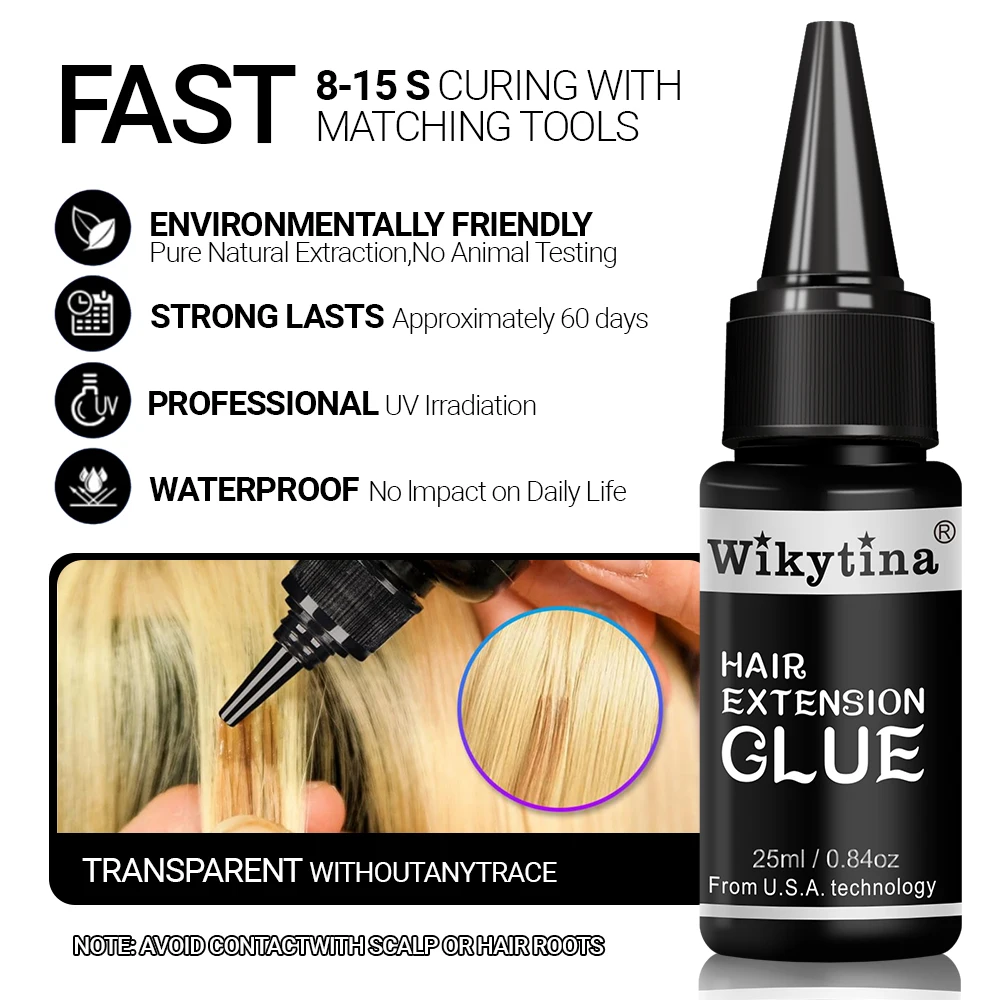 Kit profissional de extensão de cabelo com luz UV com cola UV e máquina removedora - Conjunto completo de ferramentas para estilo e cabeleireiro em salão de beleza