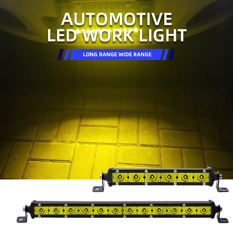 1pcs 6LED 12LED Work Light Ultra Slim Golden LED Light Bar for Motorcycle Offroad SUV ATV Truck Tractor RV Accessories