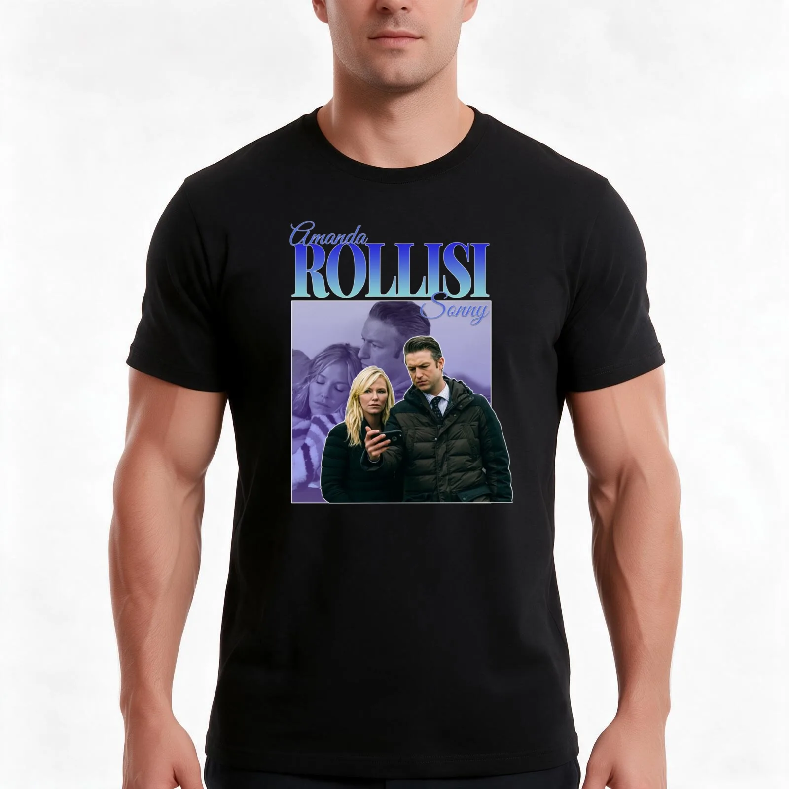 Rollisi Amanda Rollins Sonny Carisi 90s Inspired Vintage Homage T-Shirt, Summer Casual Cotton Tee, Oversized Streetwear Tops
